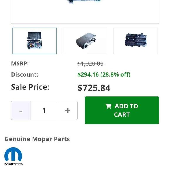 ENGINE FUSE BOX FOR 2016-19, 3.0L DODGE RAM 1500 P68322374AB B OEM - New - Picture 8 of 9